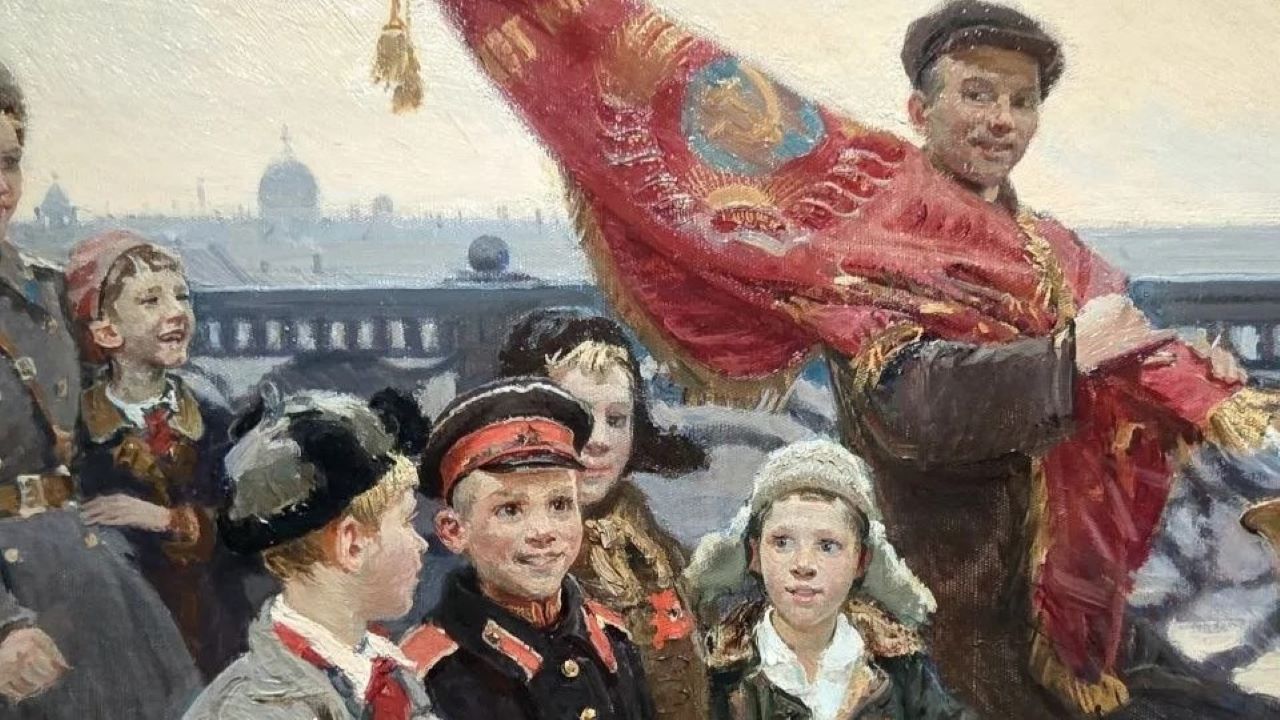картина Дмитрия Мочальского «После демонстрации. Они видели Сталина» (1949 год)
